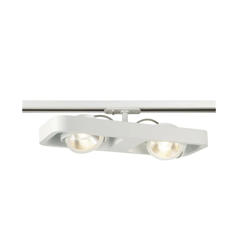 SLV LYNAH LED double Strahler für 1Phasen Hochvolt-Stromschiene, 3000K, weiss, 24°, inkl. 1 Phasen-Adapter
