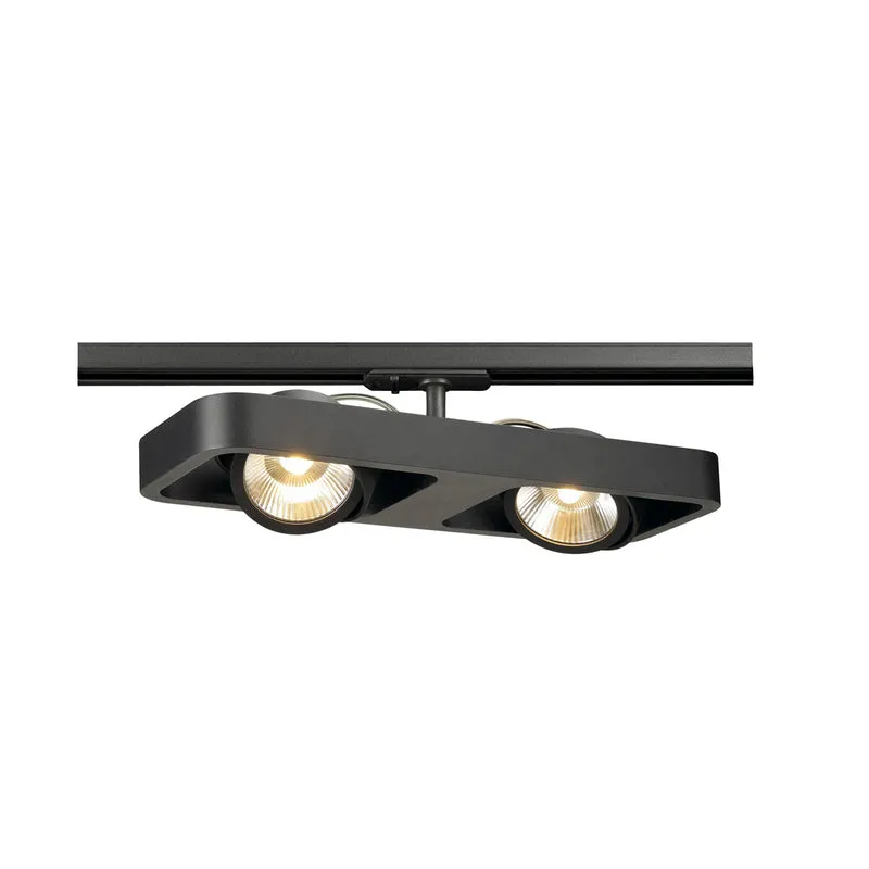 SLV LYNAH LED double Strahler für 1Phasen Hochvolt-Stromschiene, 3000K, schwarz, 24°, inkl. 1 Phasen-Adapter
