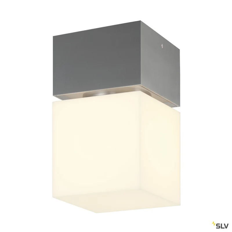 SLV SQUARE CEILING, E27, Outdoor Deckenleuchte, alu gebürstet, max. 20W, IP44
