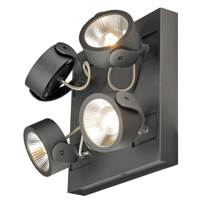 SLV KALU LED 4 Wand- und Deckenleuchte, square, schwarz, 3000K, 24°