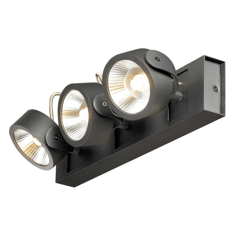 SLV KALU LED 3 Wand- und Deckenleuchte, schwarz, 3000K, 24°