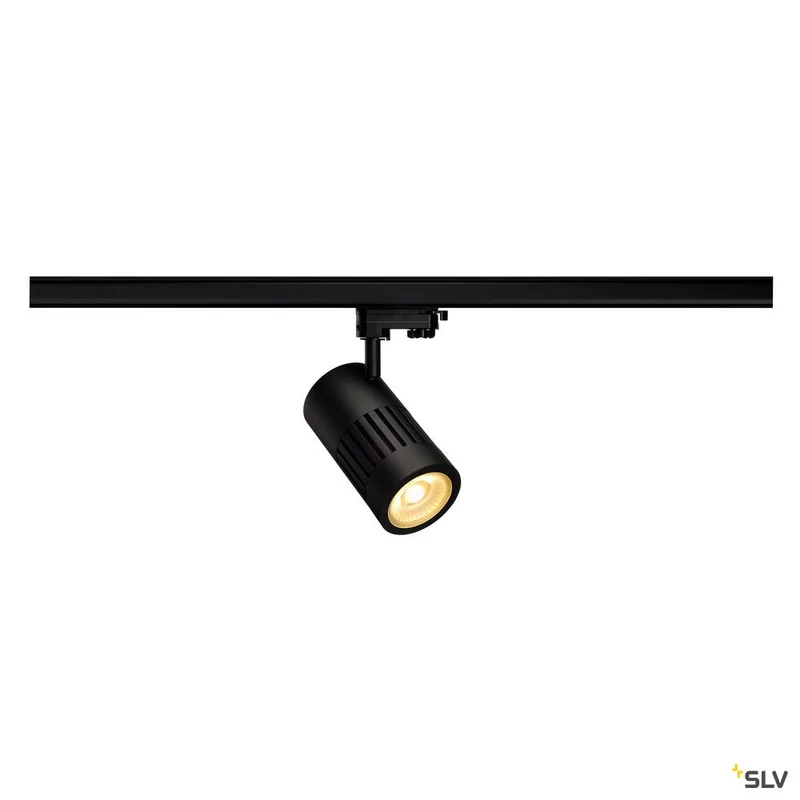 SLV STRUCTEC LED Strahler für 3Phasen Hochvolt-Stromschiene, 24W, 3000K, 60°, schwarz, inkl. 3 Phasen Adapter