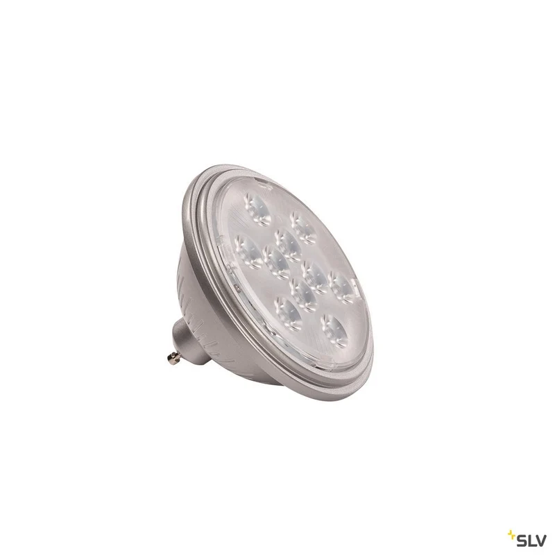 SLV LED QPAR111 GU10 Leuchtmittel, 13°, silbergrau, 2700K, 730lm