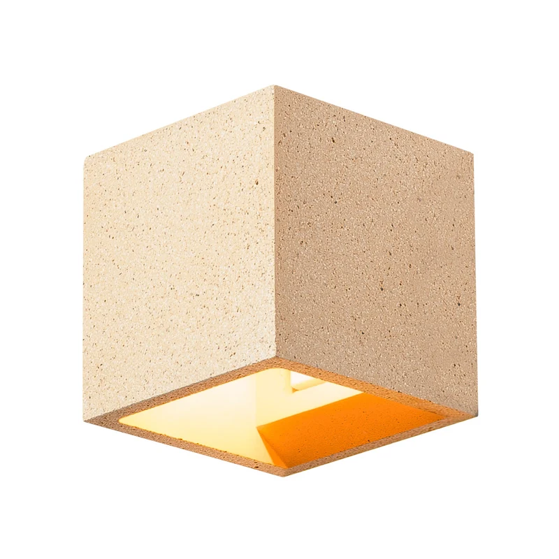 SLV SOLID CUBE Wandleuchte, QT14, gelber Sandstein, max. 25W
