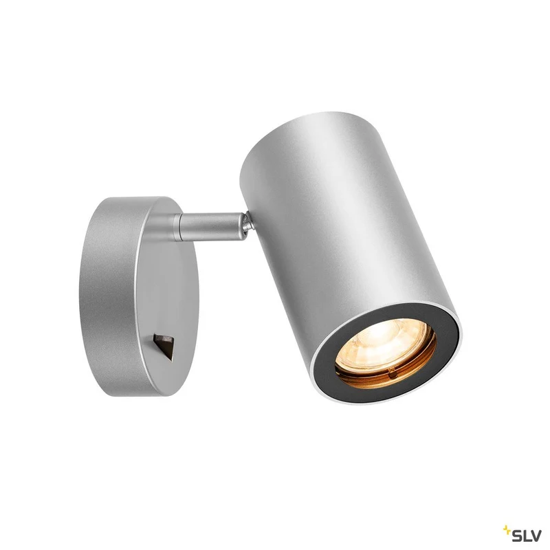 SLV ENOLA_B Wandleuchte, QPAR51, mit Schalter, silbergrau/schwarz, max. 50W