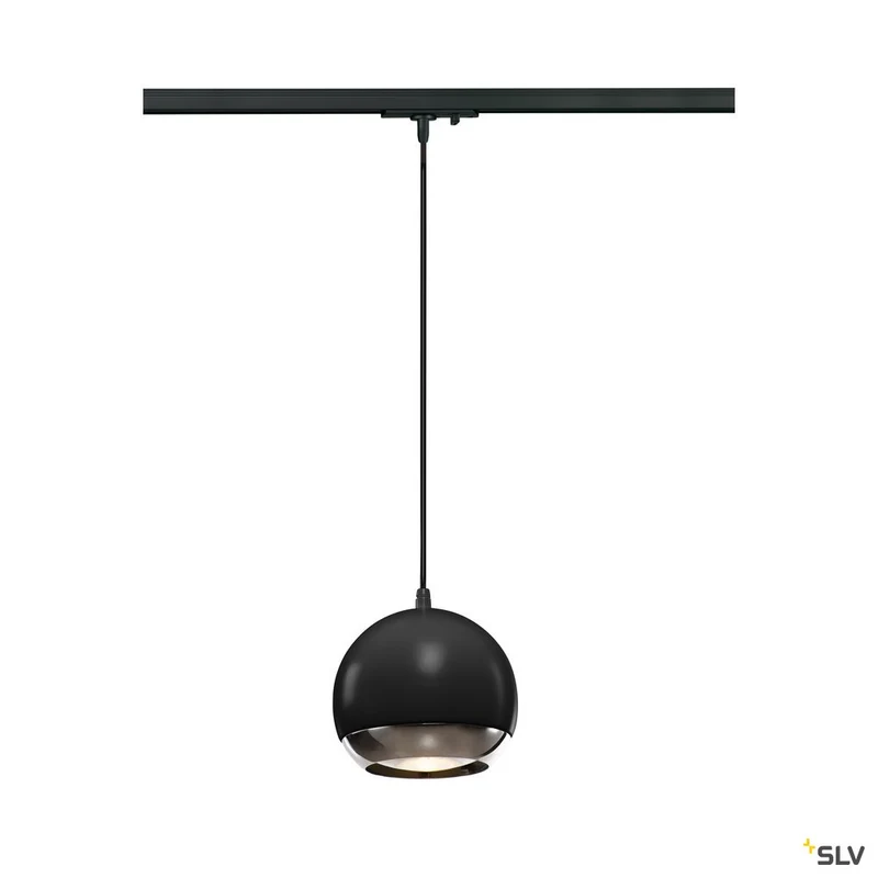SLV LIGHT EYE 150 QPAR111 Pendelleuchte für 1Phasen Hochvolt-Stromschiene, schwarz/chrom, max. 75W, inkl. 1 Phasen-Adapter
