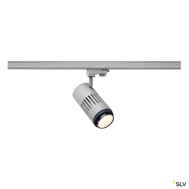 SLV STRUCTEC LED Zooming Lens Strahler für 3Phasen Hochvolt-Stromschiene, 3000K, silbergrau, 20-60°, inkl. 3 Phasen-Adapter