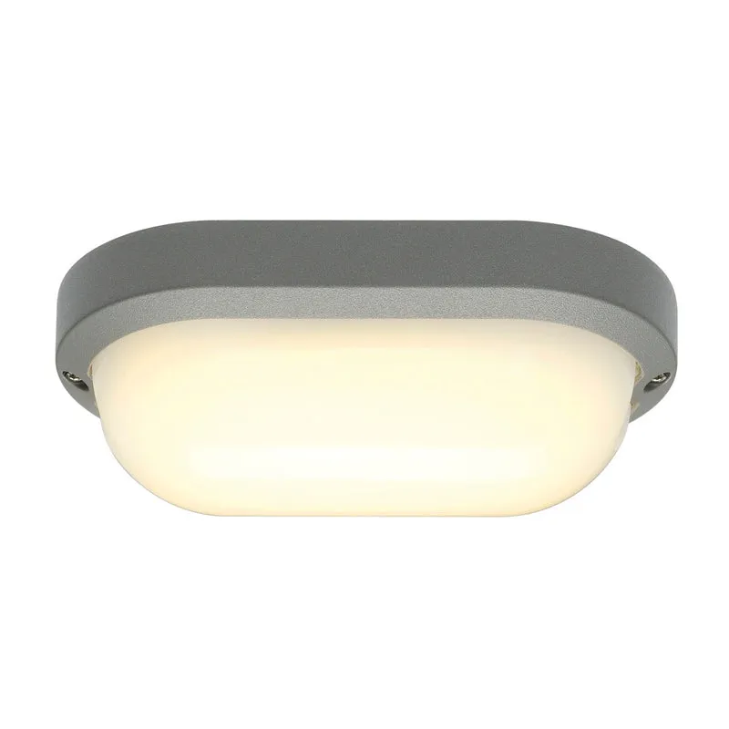 SLV TERANG 2 XL Wand- und Decken- leuchte, oval, silbergrau, 3000K, IP44