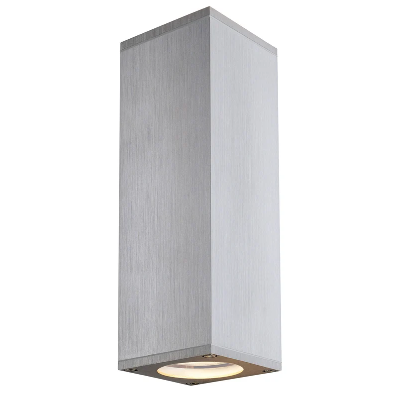 SLV THEO UP/DOWN OUT Wandleuchte, eckig, alu natur, GU10, max. 2x35W