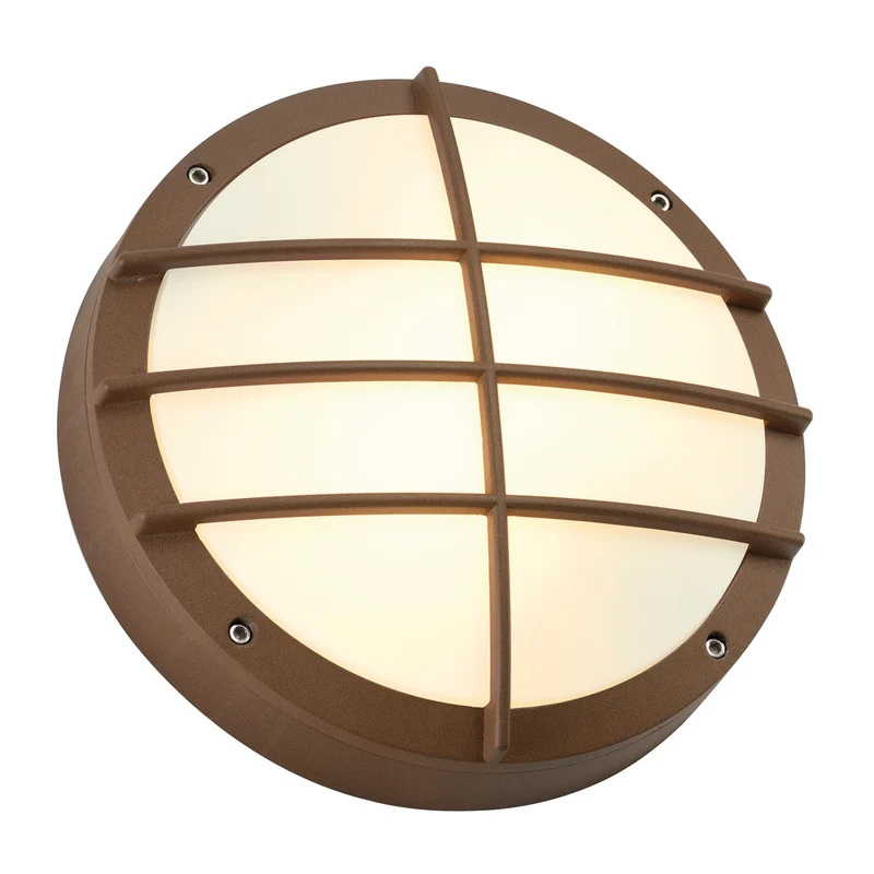 SLV BULAN GRID Wandleuchte, rund, rostfarben, E27, max. 2x25W, PC Cover