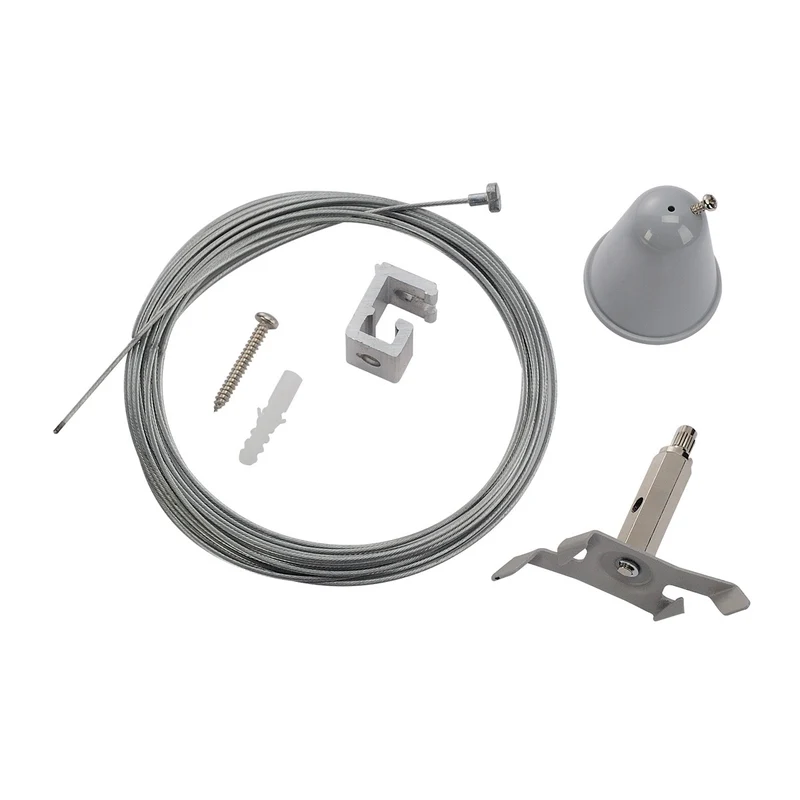 SLV Drahtseilabhängung-Set mit Kabel für S-TRACK 3P.-Schie- ne, silbergrau, 5m
