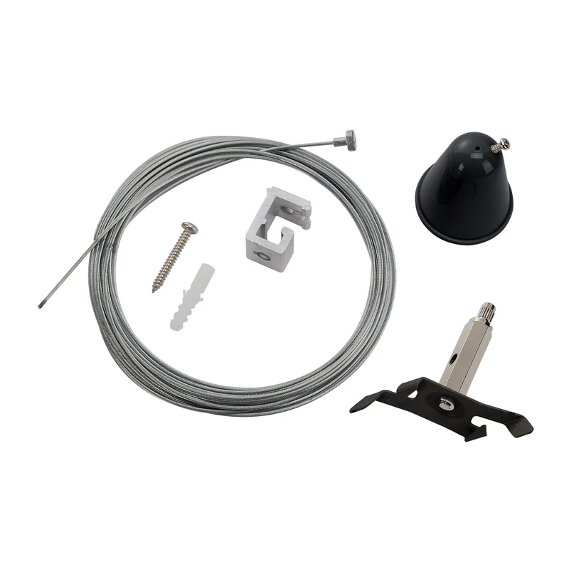 SLV Drahtseilabhängung-Set mit Kabel für S-TRACK 3P.-Schie- ne, schwarz, 5m