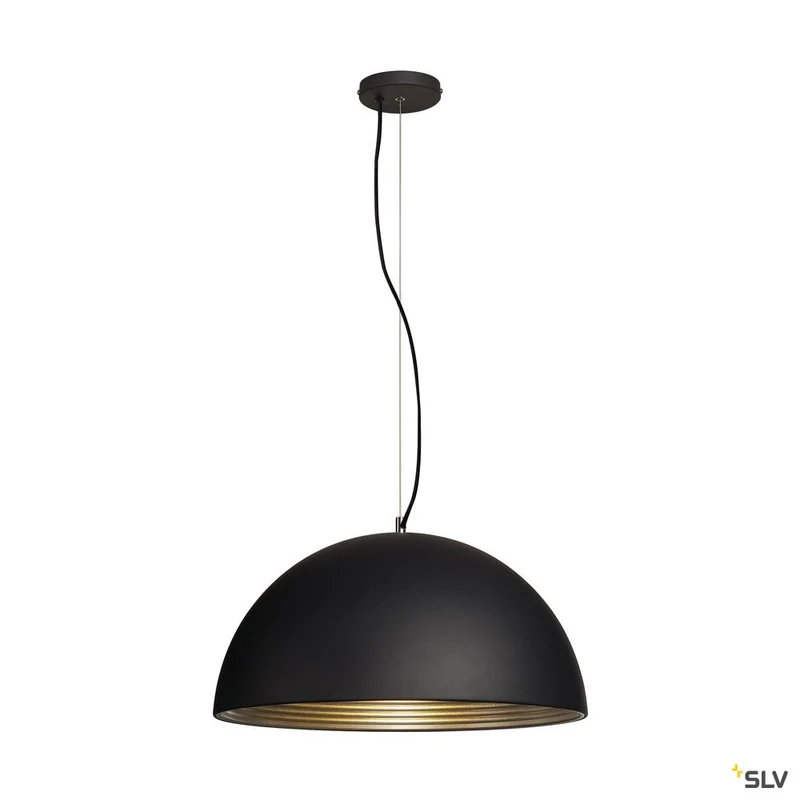SLV FORCHINI M Pendelleuchte, PD-1, 50cm, rund, schwarz/ silber, E27, max. 40W