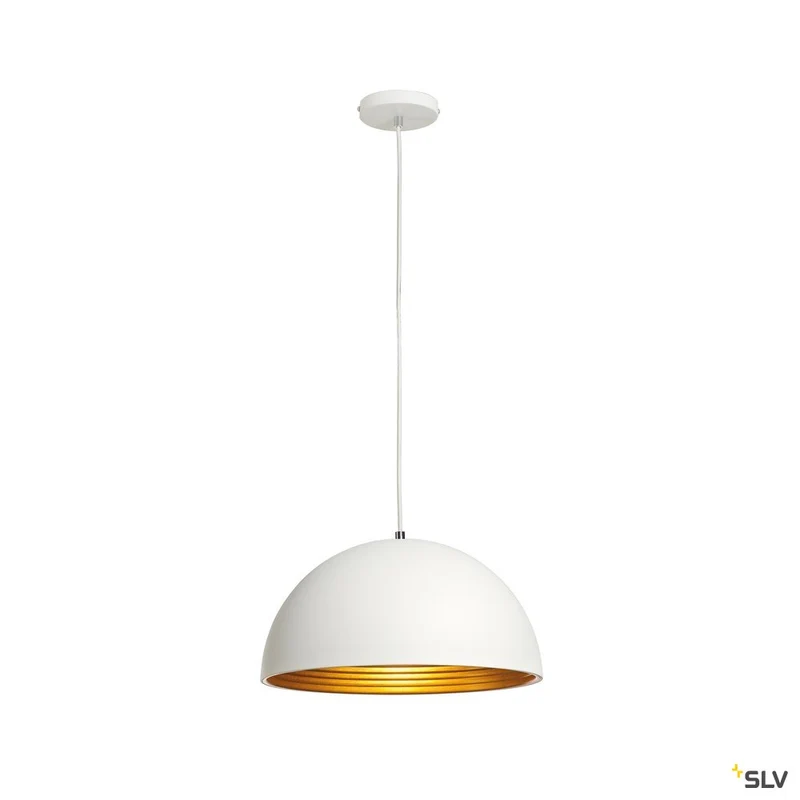 SLV FORCHINI M Pendelleuchte, PD-2, 40cm, rund, weiss/gold, E27, max. 40W