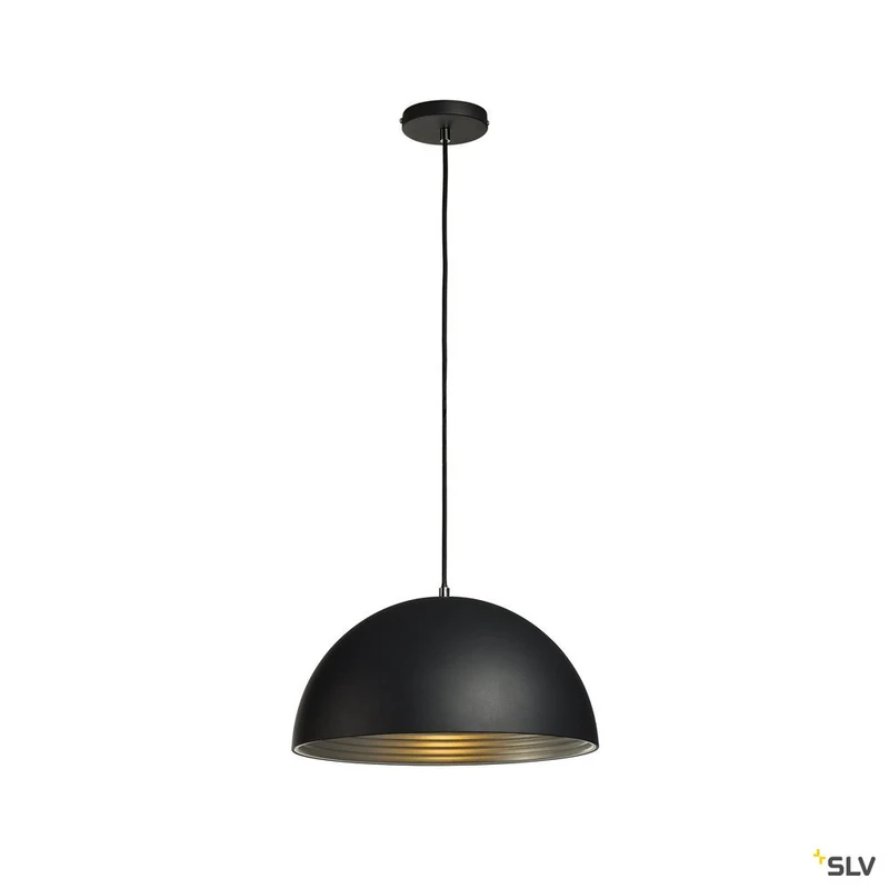 SLV FORCHINI M Pendelleuchte, PD-2, 40cm, rund, schwarz/ silber, E27, max. 40W