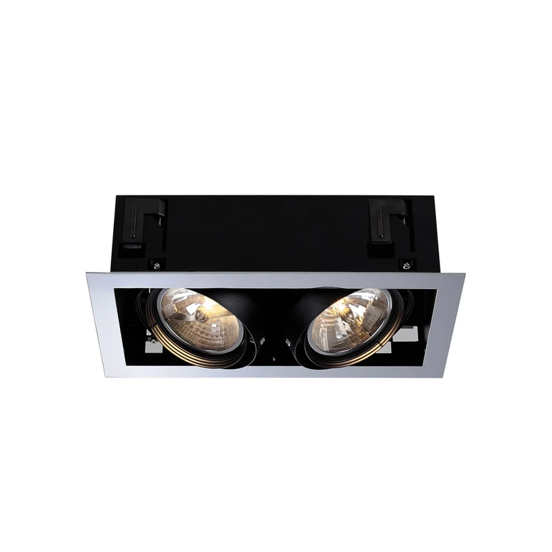 SLV AIXLIGHT FLAT DOUBLE QRB111 Deckeneinbauleuchte, chrom / mattschwarz, max. 50W