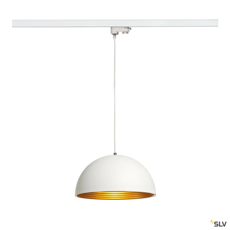 SLV FORCHINI M Pendelleuchte, 40cm rund, weiss/gold, E27, inkl. weissem 3P.-Adapter, Metall