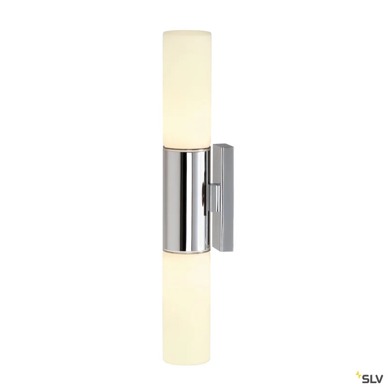 SLV DEVIN DOUBLE Wandleuchte, LED, rund, chrom, satiniertes Glas,