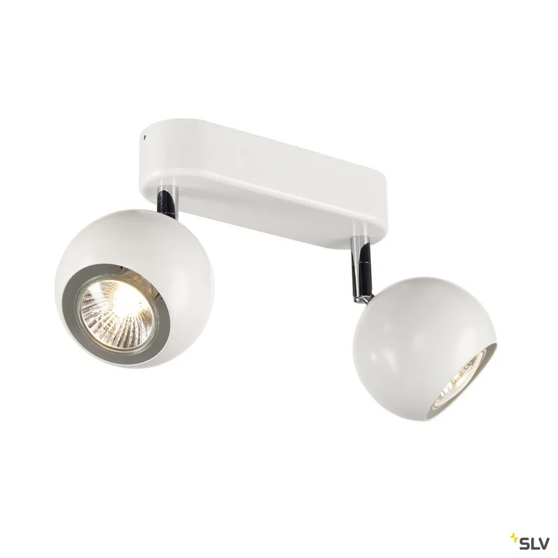 SLV LIGHT EYE 2 GU10 Wand- und Deckenleuchte, weiss/ chrom, GU10, max. 2x50W