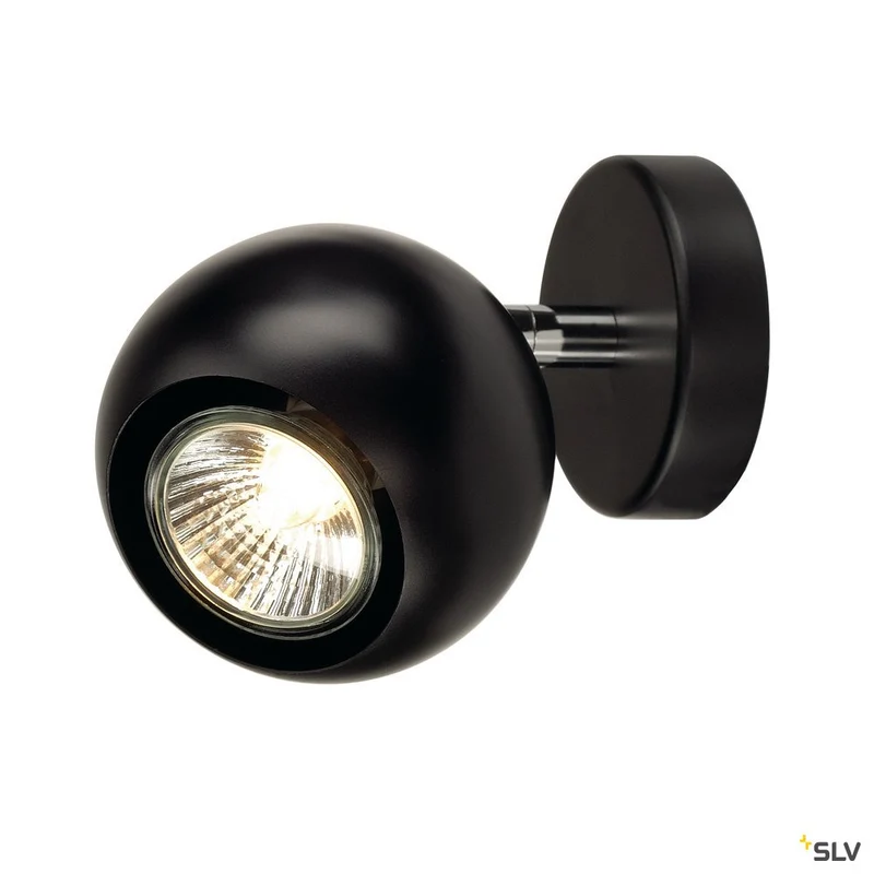 SLV LIGHT EYE 1 GU10 Wand- und Deckenleuchte, schwarz/ chrom, GU10, max. 50W