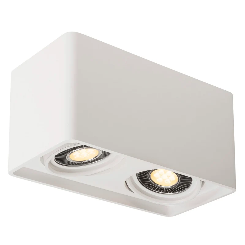 SLV PLASTRA, Deckenleuchte, zweiflammig, LED GU10 111mm, rechteckig, weißer Gips, L/B/H 35/18/19 cm