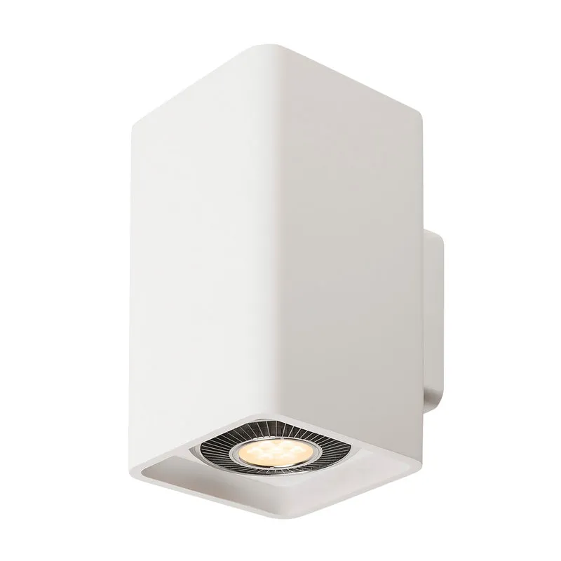 SLV PLASTRA, Wandleuchte, zweiflammig, LED GU10 111mm, eckig, up/down, weißer Gips, B/H/T 14/24,5/17 cm