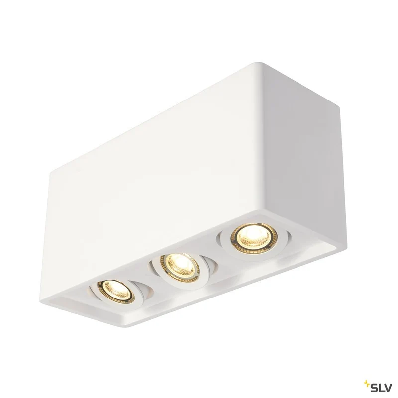 SLV PLASTRA BOX 3 Deckenleuchte, eckig, weisser Gips, 3xGU10, max. 35W