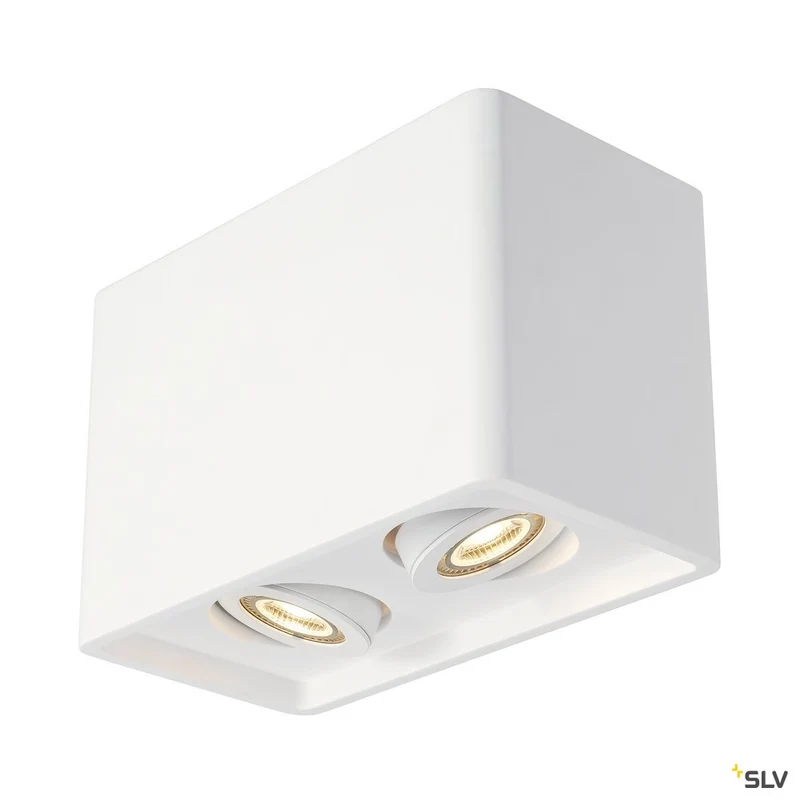 SLV PLASTRA BOX 2 Deckenleuchte, eckig, weisser Gips, 2xGU10, max. 35W