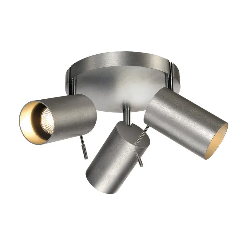 SLV ASTO TUBE 3 ROUND Wand- und Deckenleuchte, runde Rosette, alu brushed, 3xGU10, max. 75W
