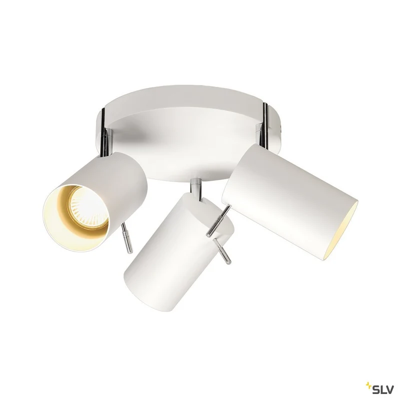 SLV ASTO TUBE 3 ROUND, Wand- und Deckenleuchte, runde Rosette, weiss, 3xGU10, max. 75W