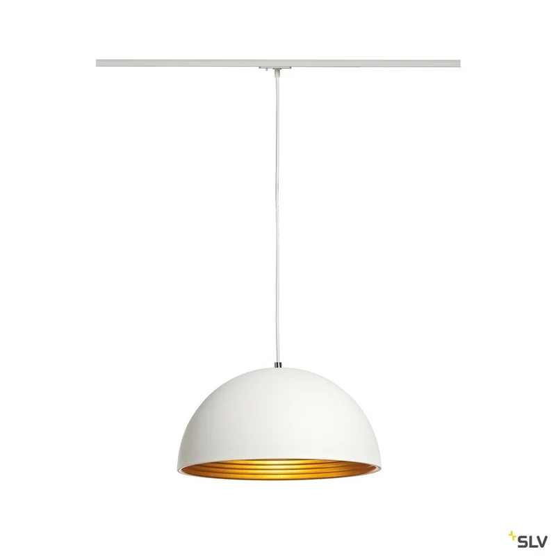 SLV FORCHINI M Pendelleuchte, 40cm, rund, weiss/gold, E27, inkl. weissem 1P.-Adapter