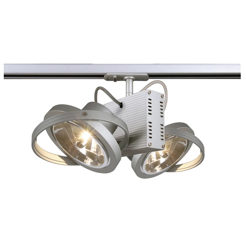 SLV TEC 2 QRB111 Strahler, silber- grau, 2xG53, max. 50W, inkl. 1P.-Adapter
