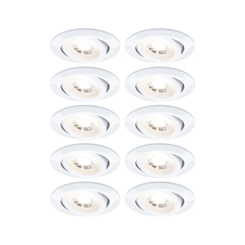 Paulmann LED Einbauleuchte 10er-Set schwenkbar 3-Step-Dim rund 82mm 70° 10x4,8W 10x450lm 230V dimmbar 3000K Weiß