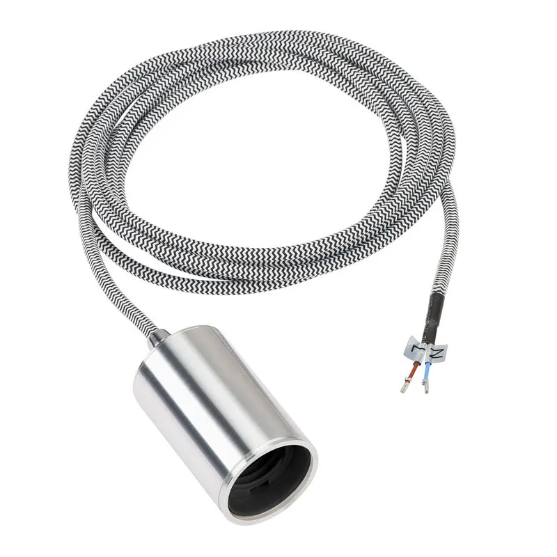 SLV FITU E27 Pendelleuchte, rund, alu brushed, E27, max. 60W, 2.5m Kabel mit offenem Kabele.