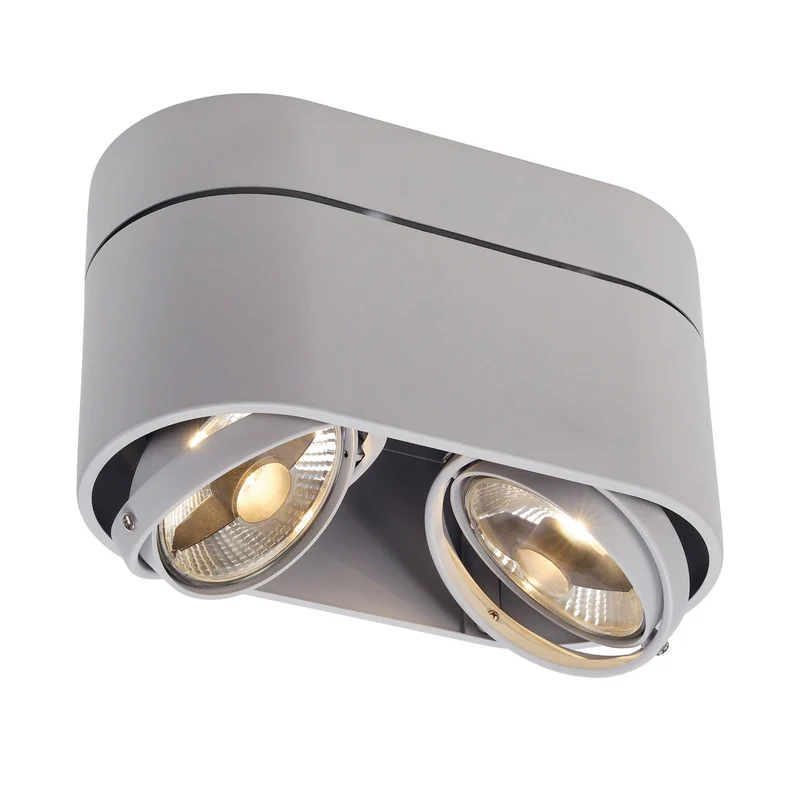 SLV KARDAMOD SURFACE ROUND ES111 DOUBLE Deckenleuchte, rund, silbergrau, 2xGU10, max. 2x75W