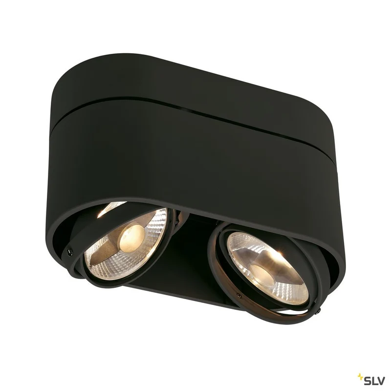 SLV KARDAMOD SURFACE ROUND ES111 DOUBLE Deckenleuchte, rund, schwarz, 2xGU10, max. 2x75W