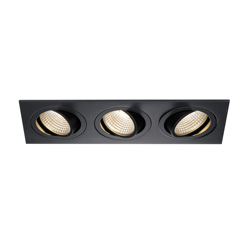 SLV NEW TRIA 3 DL SQUARE Set, mattschwarz, 3x6W, 38°, 3000K, inkl. Treiber, Clipfedern