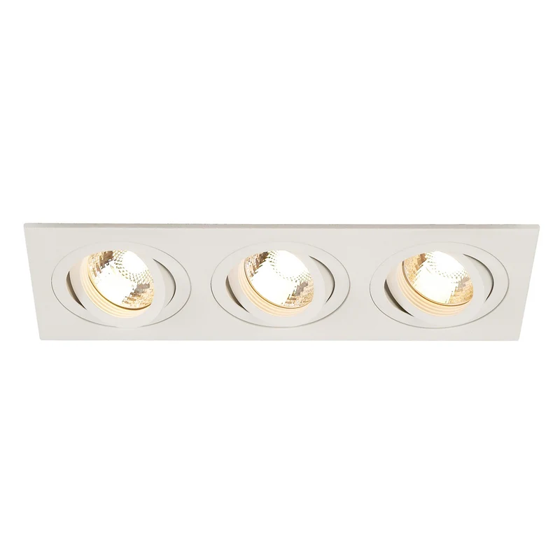SLV NEW TRIA III GU10 Downlight, rechteckig, mattweiss, max. 3x50W, inkl. Clipfedern