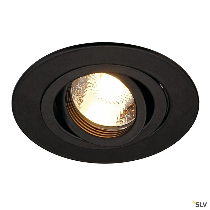 SLV NEW TRIA XL ROUND GU10 Downlight, mattschwarz, max. 50W, inkl. Clipfedern