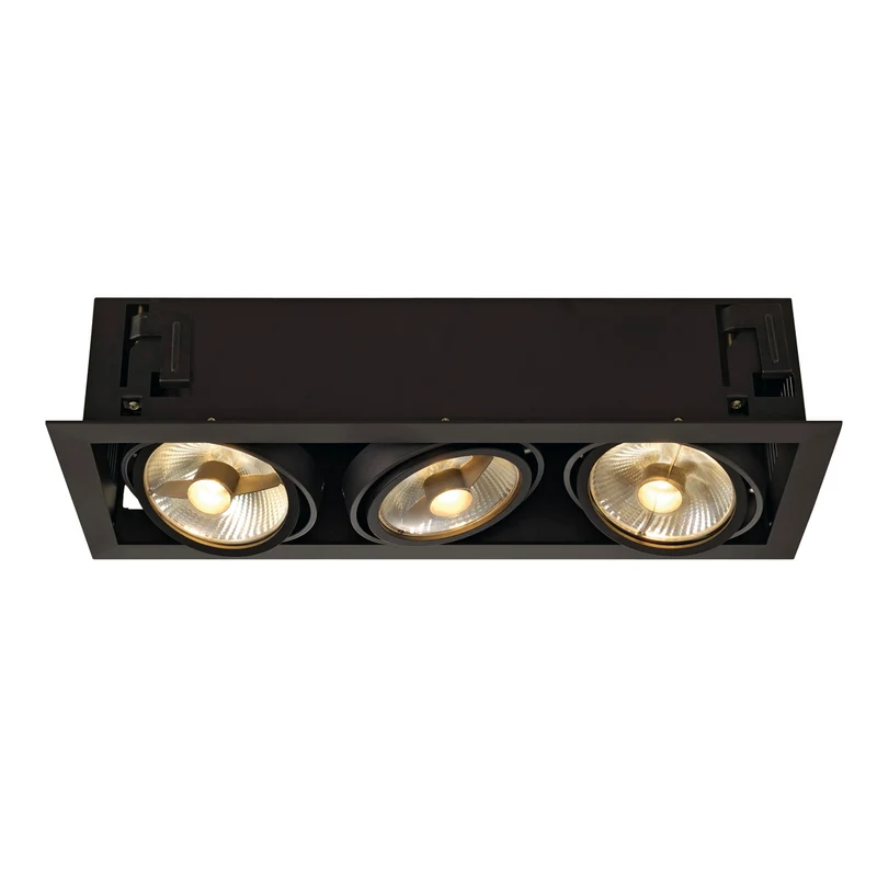 SLV KADUX 3 ES111 Downlight, eckig, mattschwarz, max. 3x75W