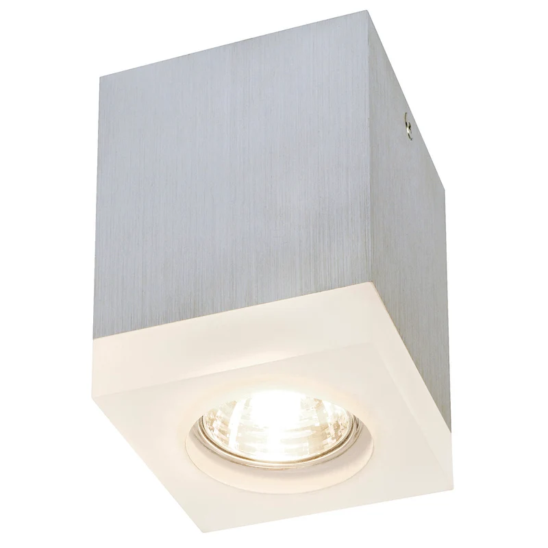 SLV TIGLA SQUARE Downlight, alu gebürstet, GU10, max. 50W, mit satiniertem Acryl