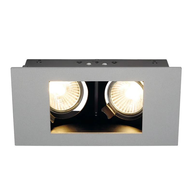 SLV INDI REC 2S Downlight, recht- eckig, silbergrau, GU10, 2x max. 35W, schwenkbar