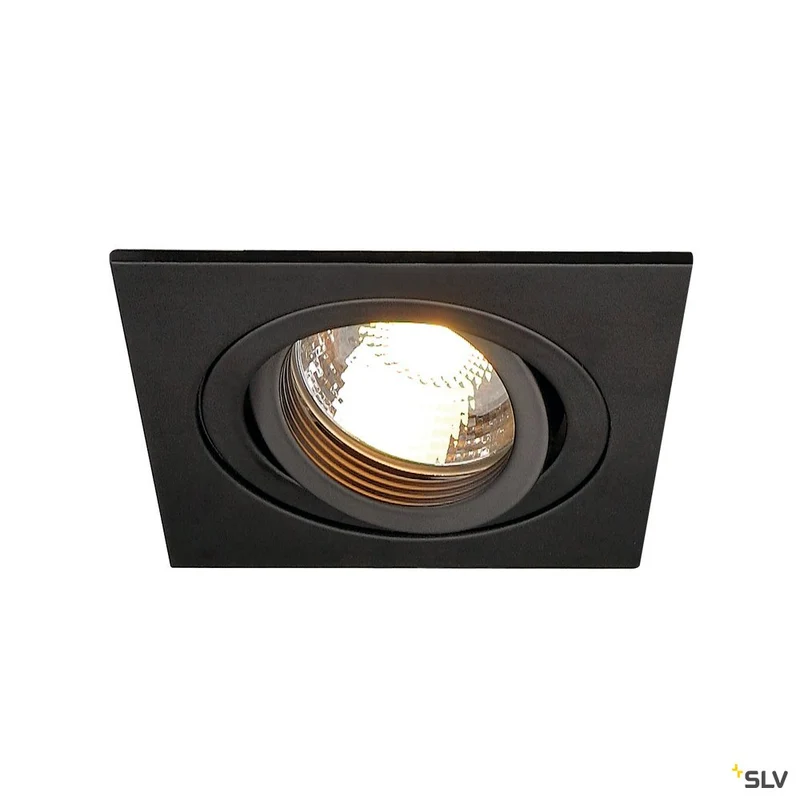 SLV NEW TRIA I GU10 Downlight, eckig, mattschwarz, max. 50W, inkl. Blattfedern