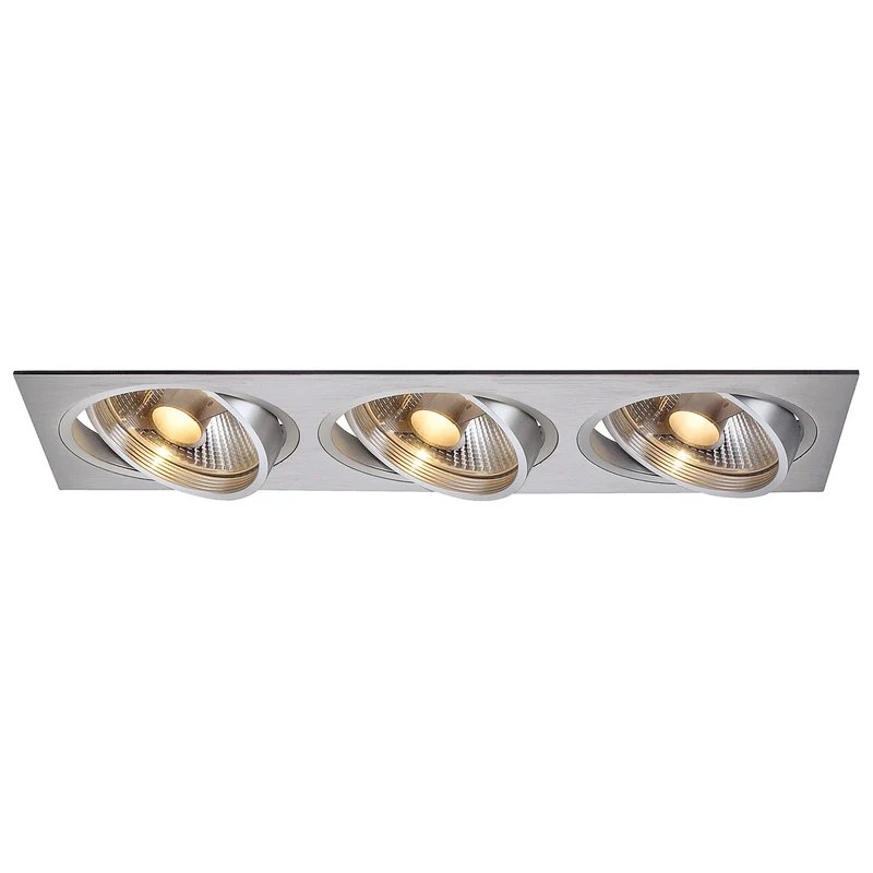 SLV NEW TRIA III ES111 Downlight, rechteckig, alu brushed, GU10, max. 3x75W, inkl. Clipfedern