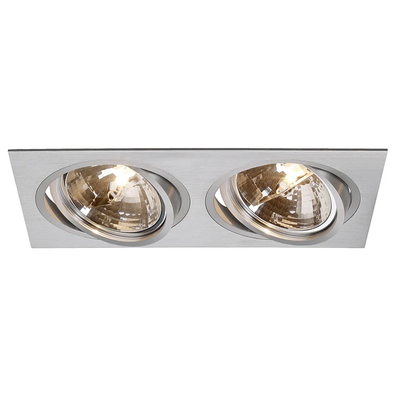 SLV NEW TRIA II QRB111 Downlight, rechteckig, alu brushed, max. 2x75W, inkl. Clipfedern