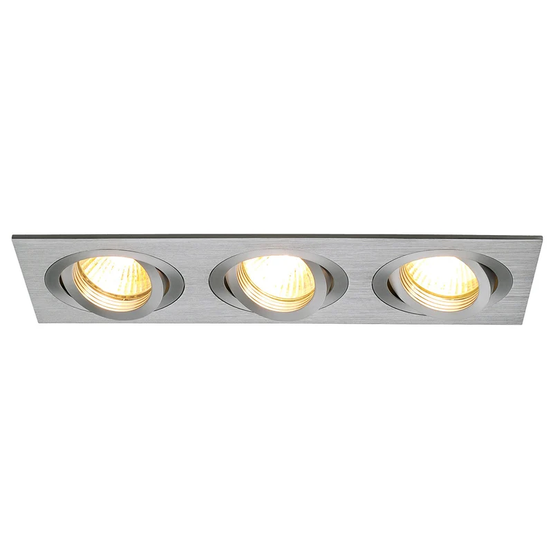 SLV NEW TRIA III GU10 Downlight, rechteckig, alu brushed, max. 3x50W, inkl. Clipfedern