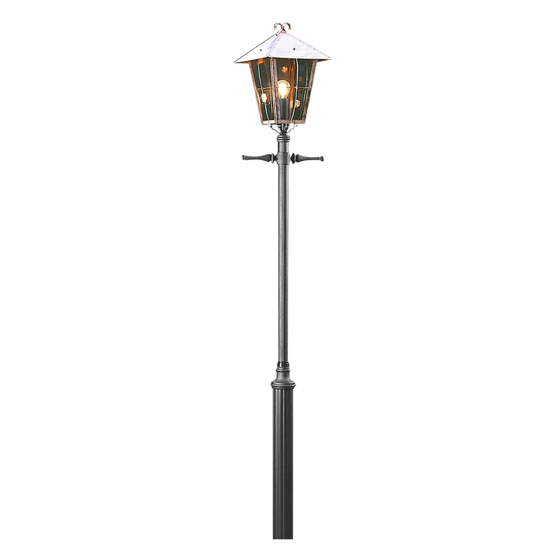 Konstsmide Kandelaber 1flg. Fenix, massives Kupfer, rauchf. Glas