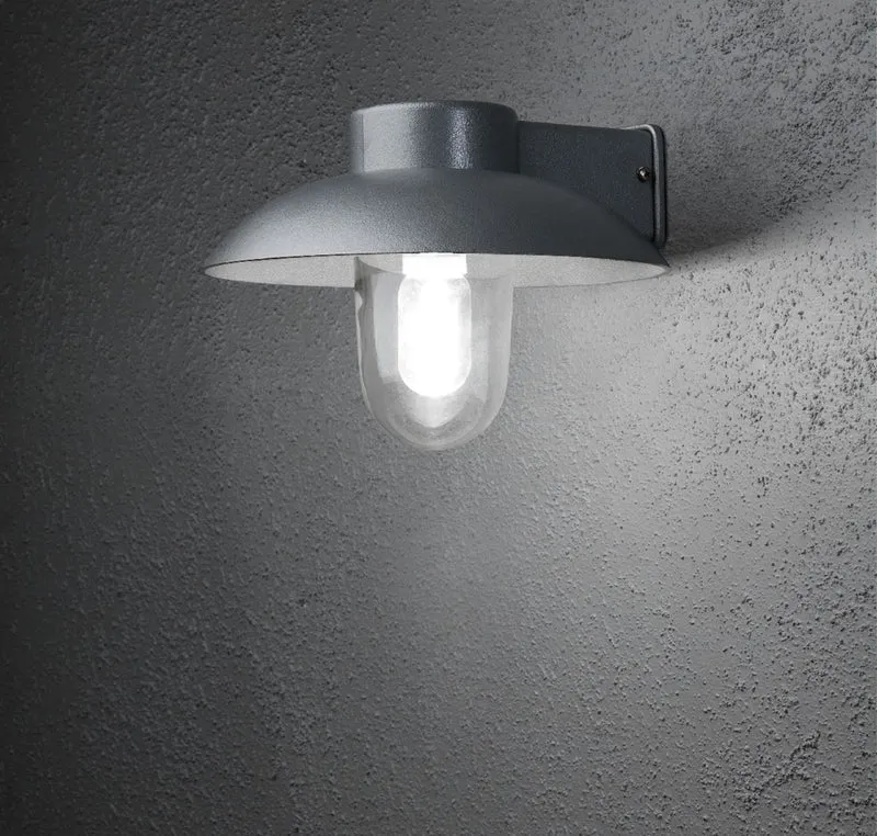 Konstsmide Wandleuchte Mani, grau, klares Glas