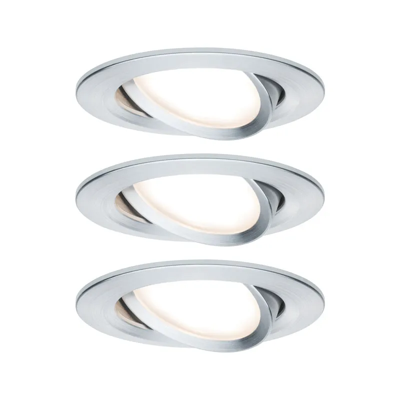 Paulmann EBL Set Nova Plus Coin dim rund schwb LED 3x6,8W 2700K 230V 51mm Alu ged./Alu
