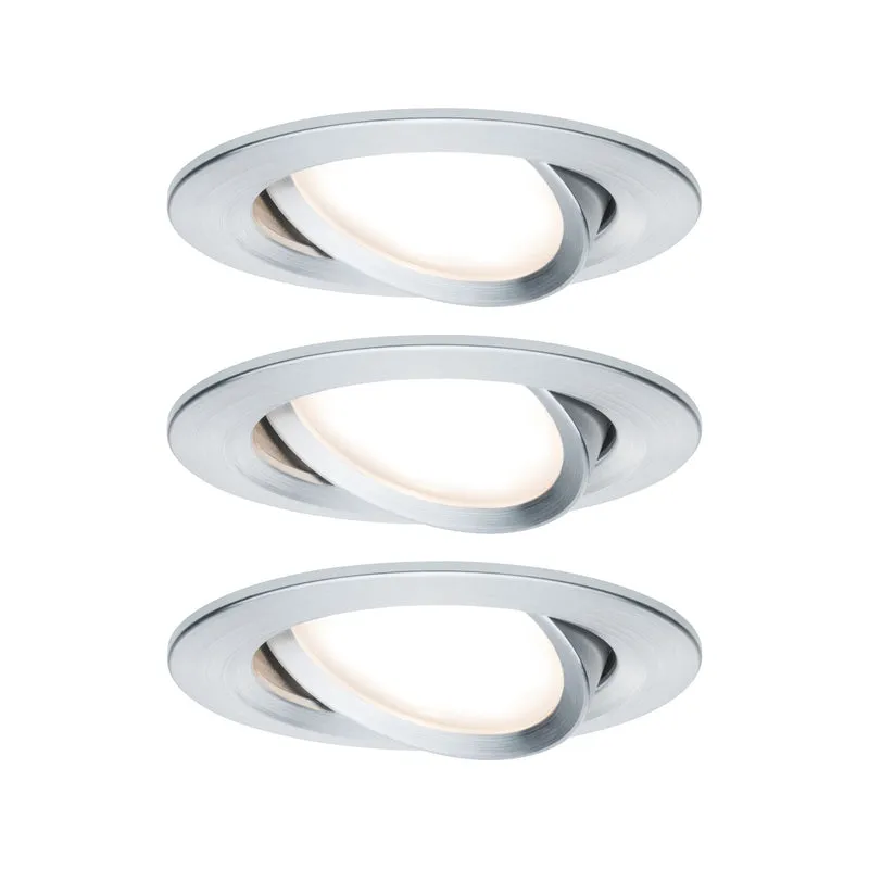 Paulmann Premium EBL Set Coin Slim rund schwb LED 3x6,8W 2700K 230V 51mm Alu ged./Alu